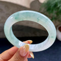糯冰种飘花正圈平安镯57.1圈         天然缅甸A货翡翠（yc452175）