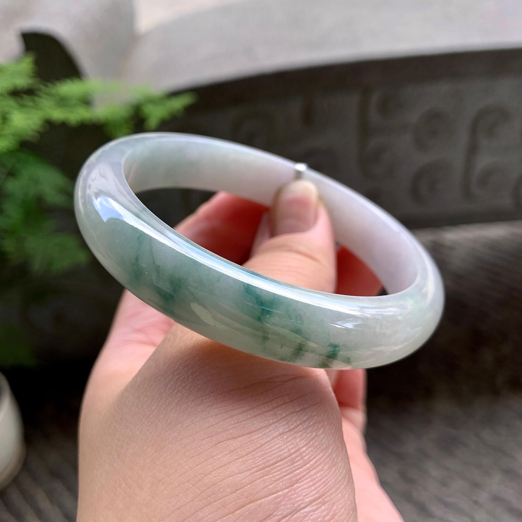 糯种飘花平安镯（61.5mm）（yc202355）