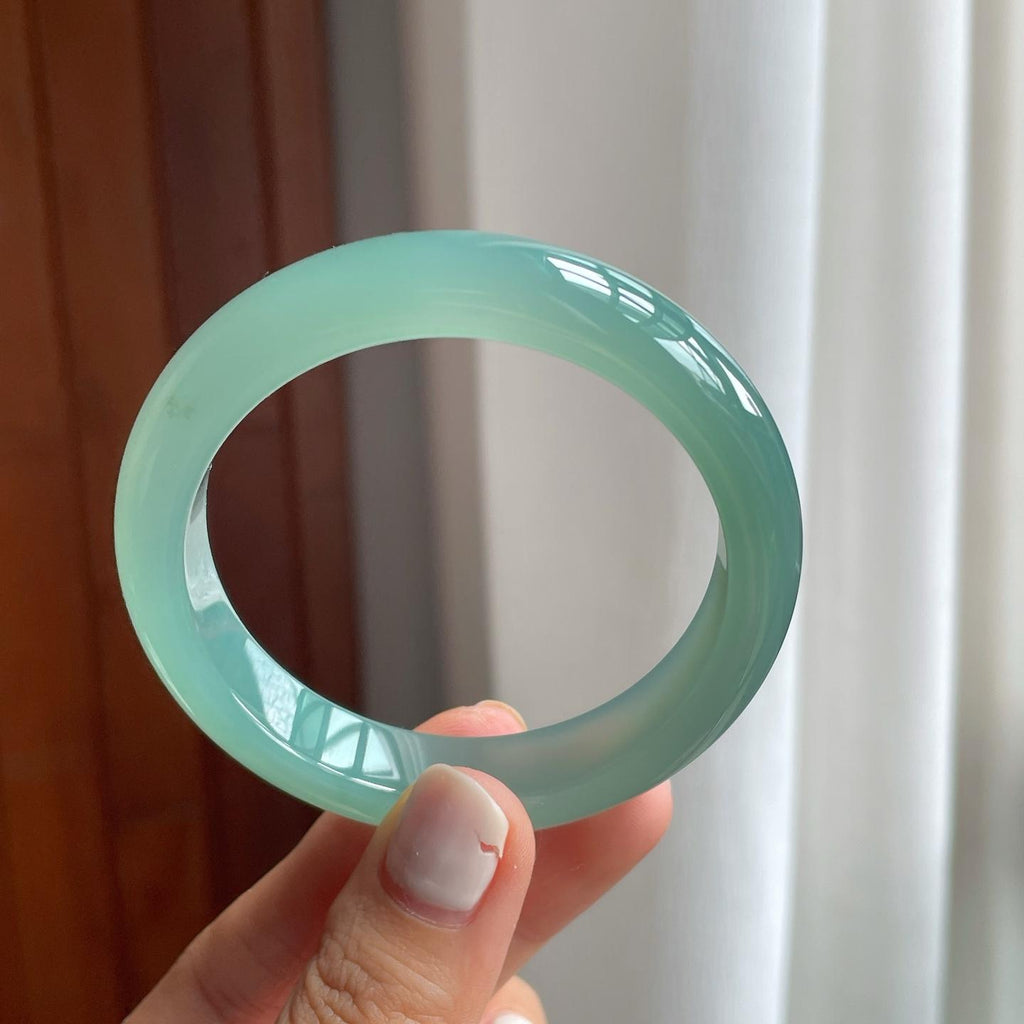 冰种蓝晴底翡翠平安镯（54.2mm）（yc257278）