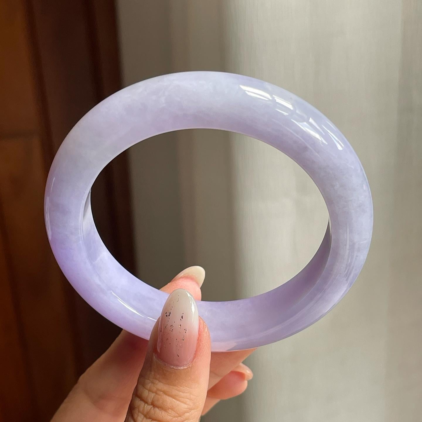 糯冰种紫罗兰翡翠平安镯（57mm）（yc204376）