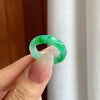 糯冰带色翡翠戒圈（yc258408）