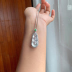 18k金镶冰种无色翡翠豆子（yc250570）