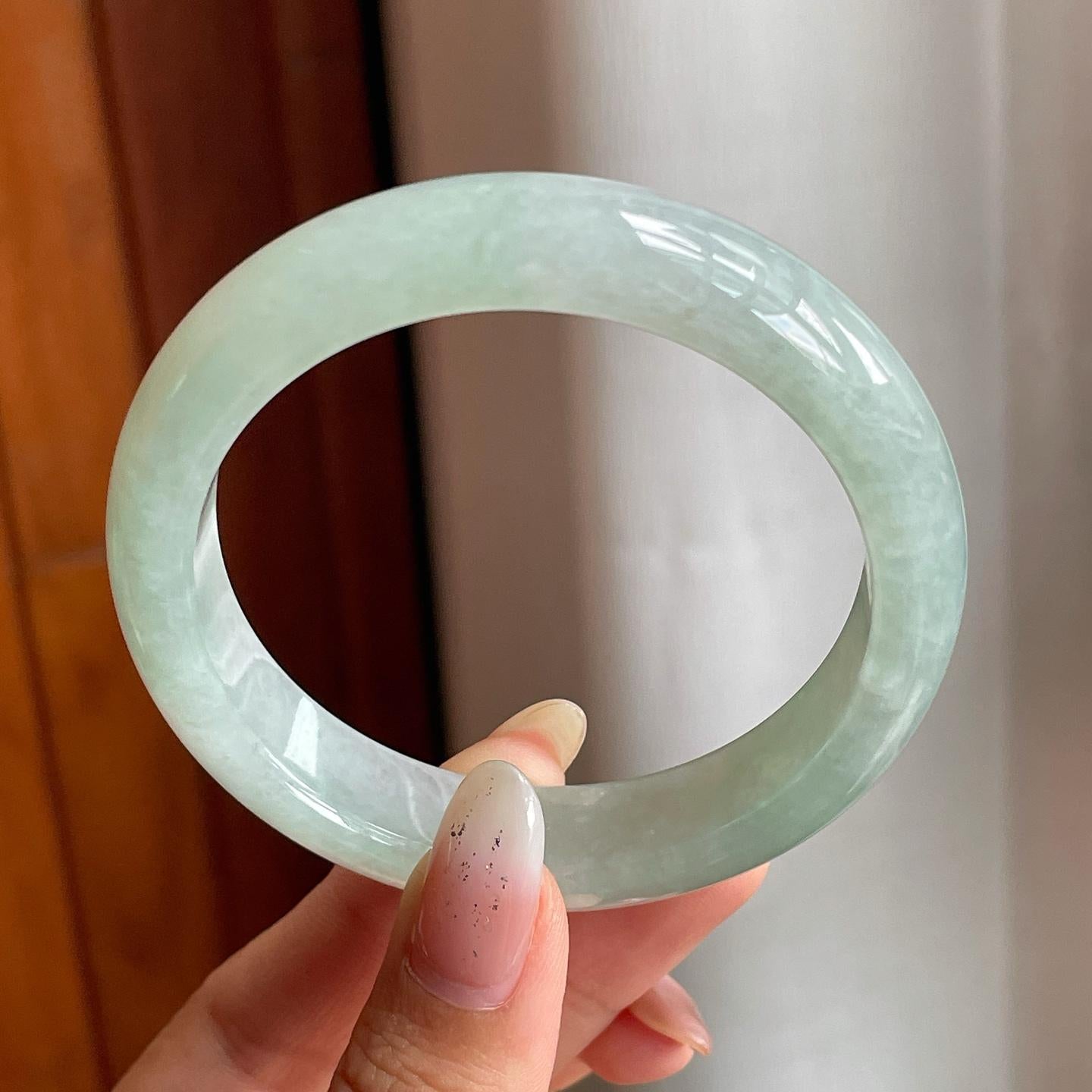 糯冰种晴底翡翠平安镯（54mm）（yc216821）