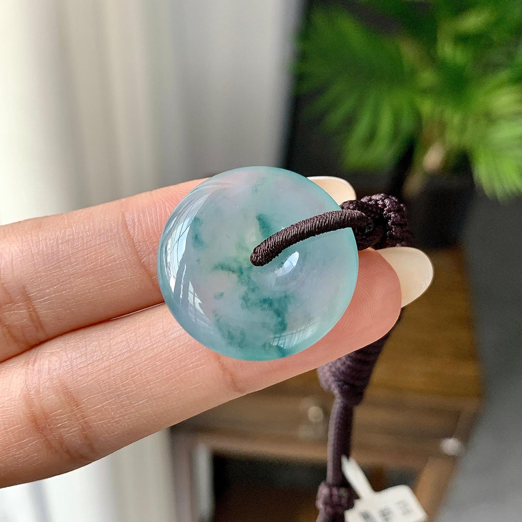 糯冰种飘花平安扣吊坠（yc248130）