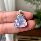 18K金钻镶糯冰种紫罗兰佛公吊坠（yc257223）