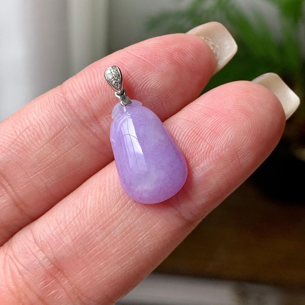18K金钻镶细糯种紫罗兰福瓜吊坠  天然缅甸A货翡翠（yc430614）