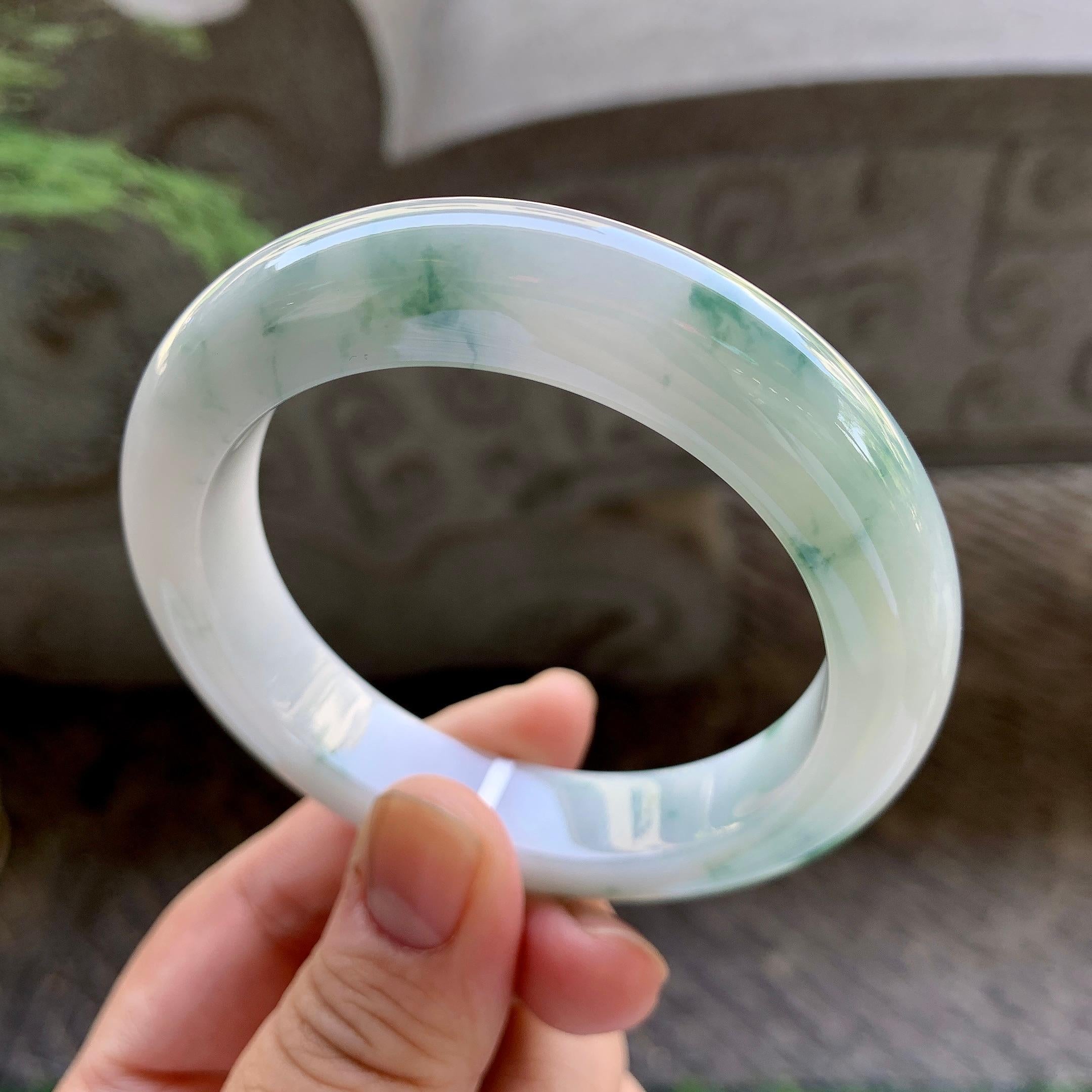 细糯种飘花平安镯（55.6mm）（yc199555）