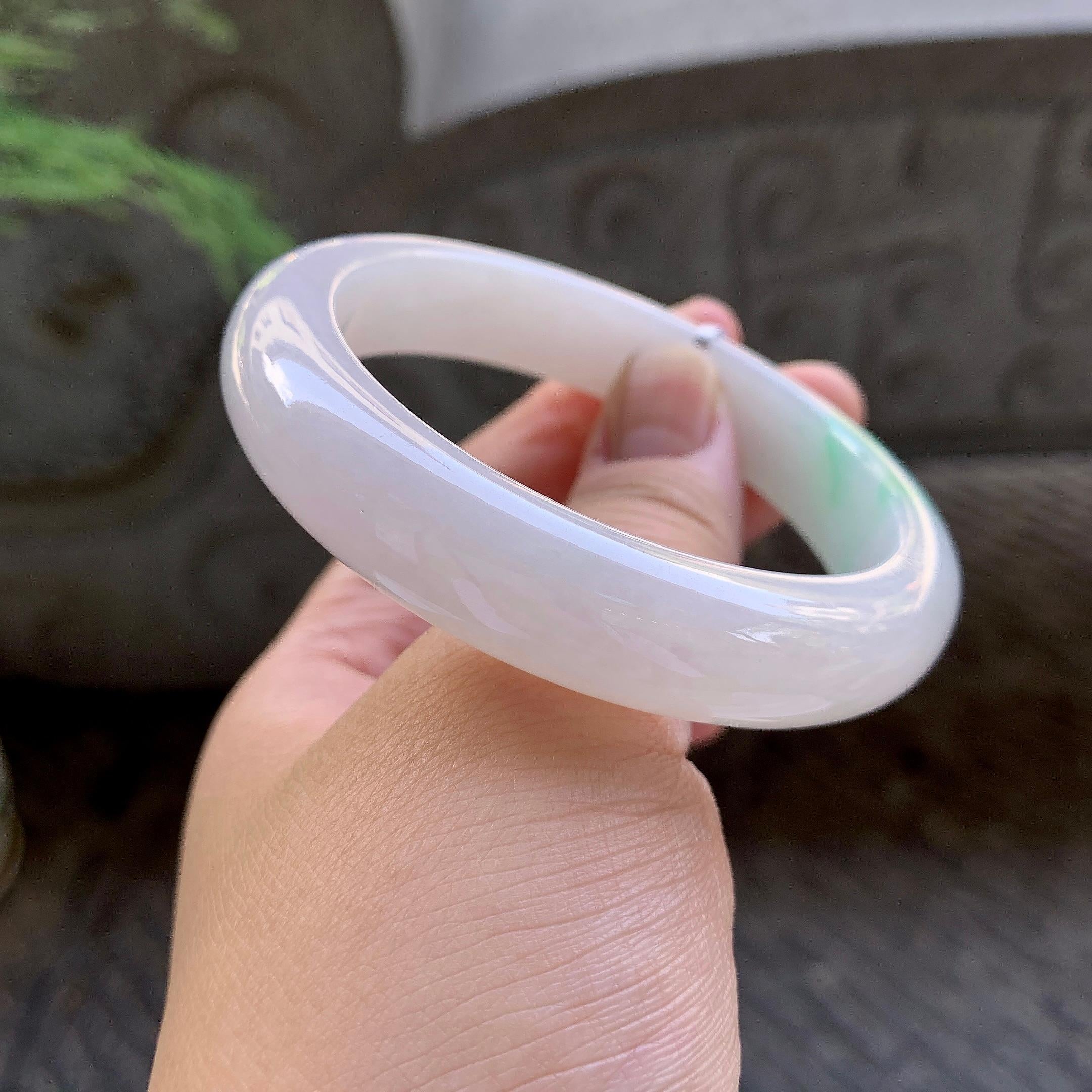 细糯种飘绿平安镯（56.8mm）（yc199584）