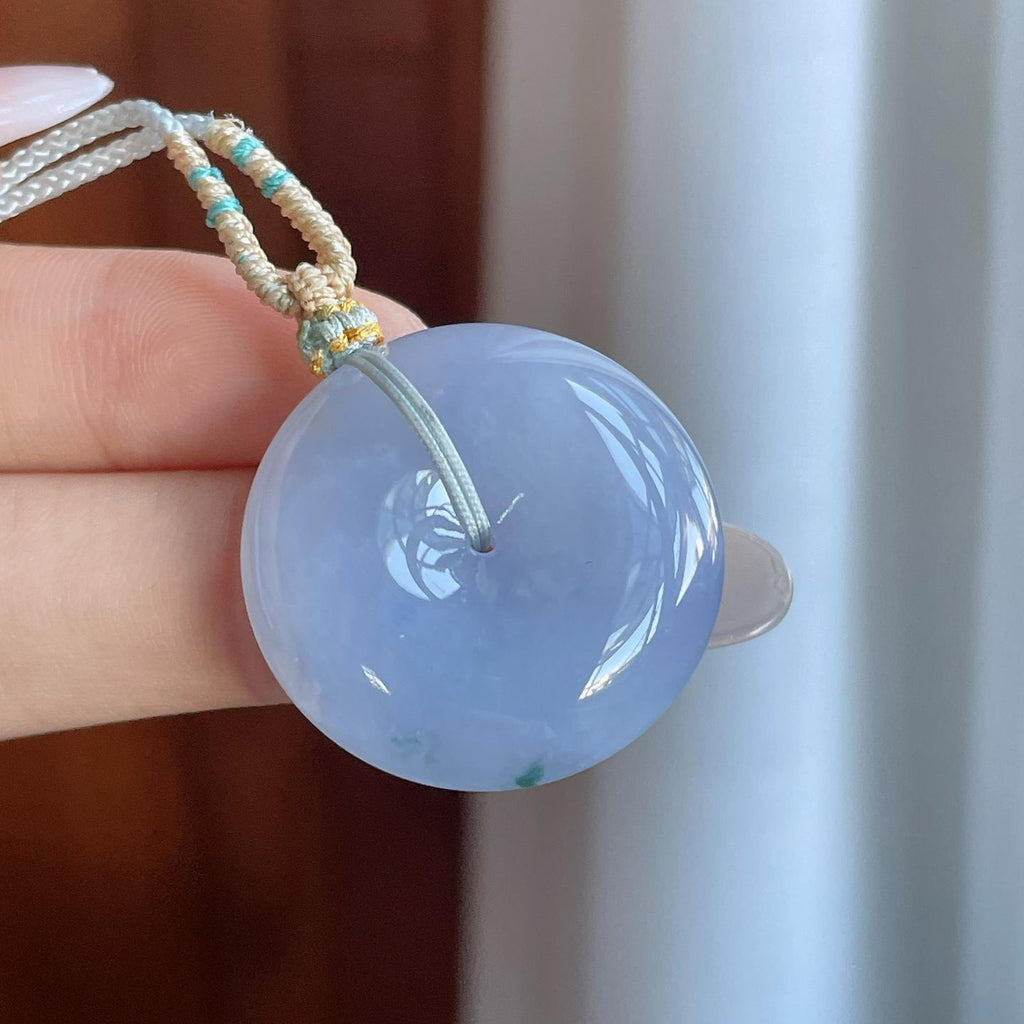 糯冰紫罗兰飘花翡翠平安扣（yc265748）