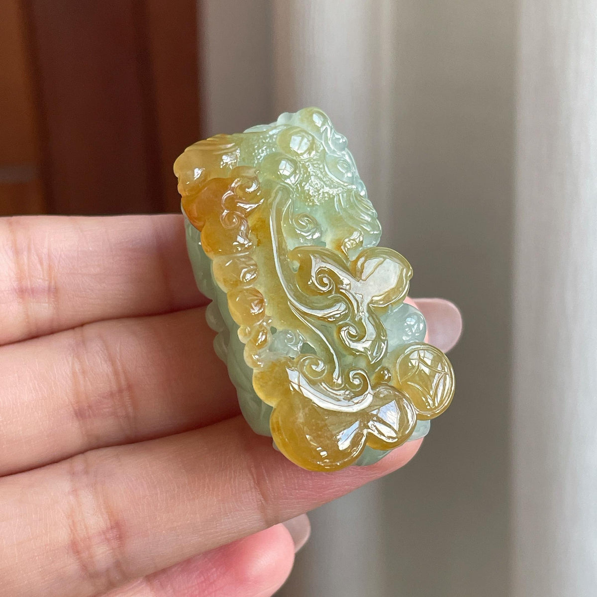 糯冰黄加绿貔貅挂件（yc711738）