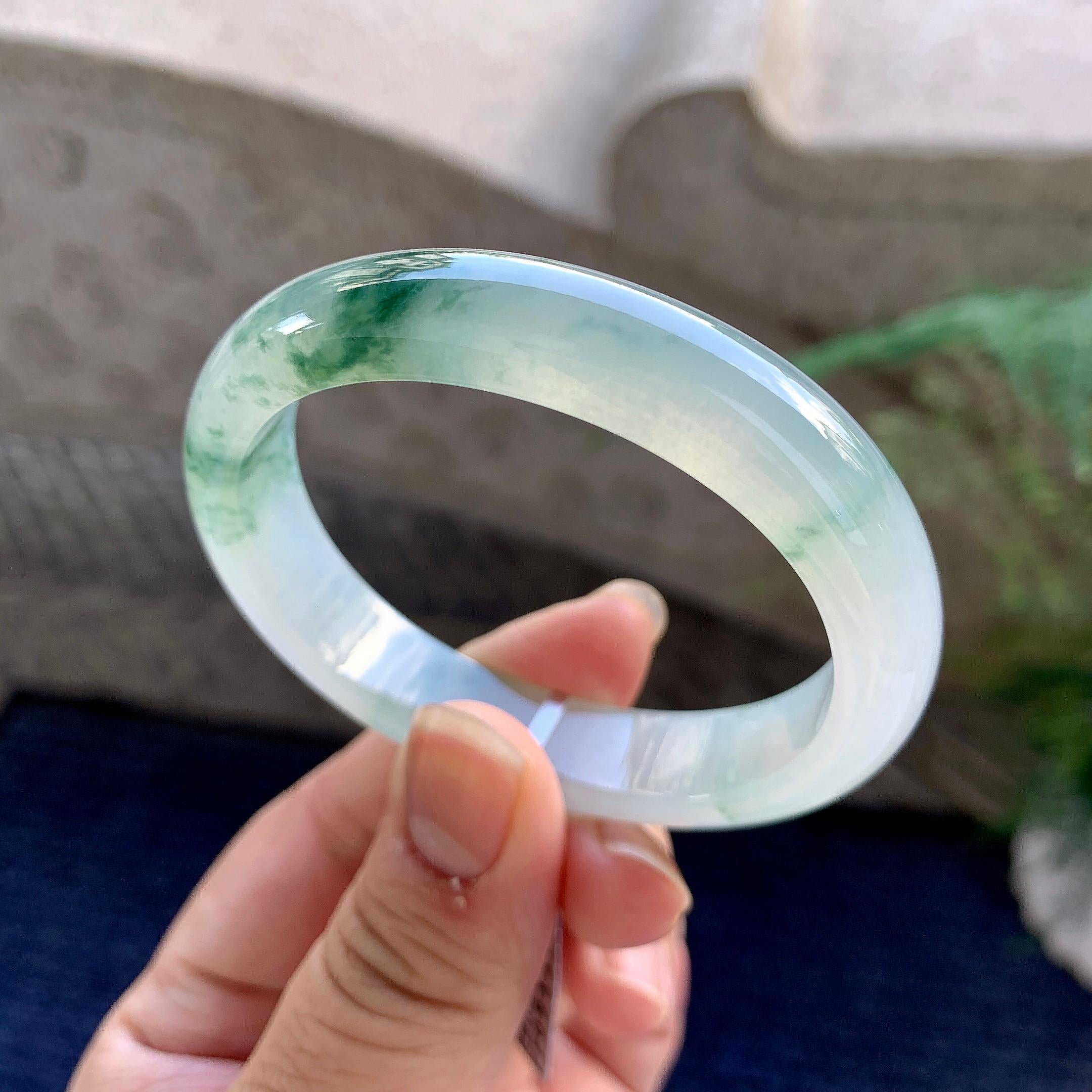糯冰种飘花贵妃手镯（53.6mm）（yc223260）