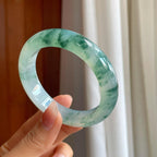 冰种飘花翡翠平安镯（56mm）（yc310934）