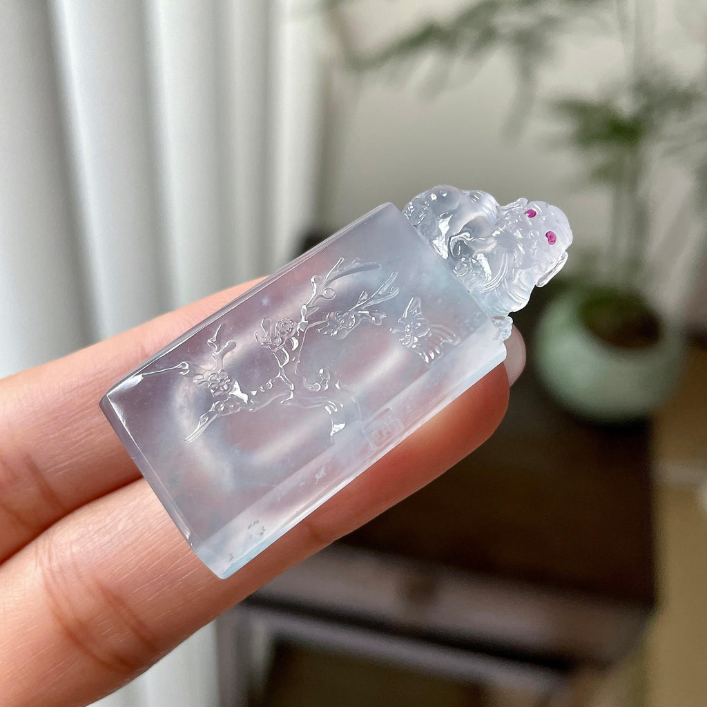 冰种蓝水梅花牌挂件（yc312574）
