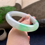 细糯种飘绿洒金平安镯（60.7mm）（yc198224）