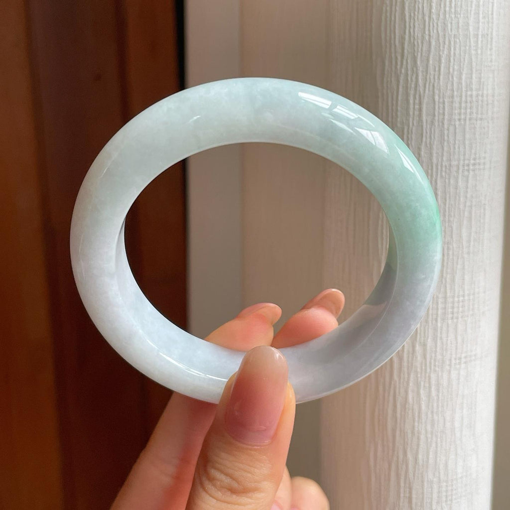 糯冰带色翡翠平安镯（54.6mm)（yc358322）