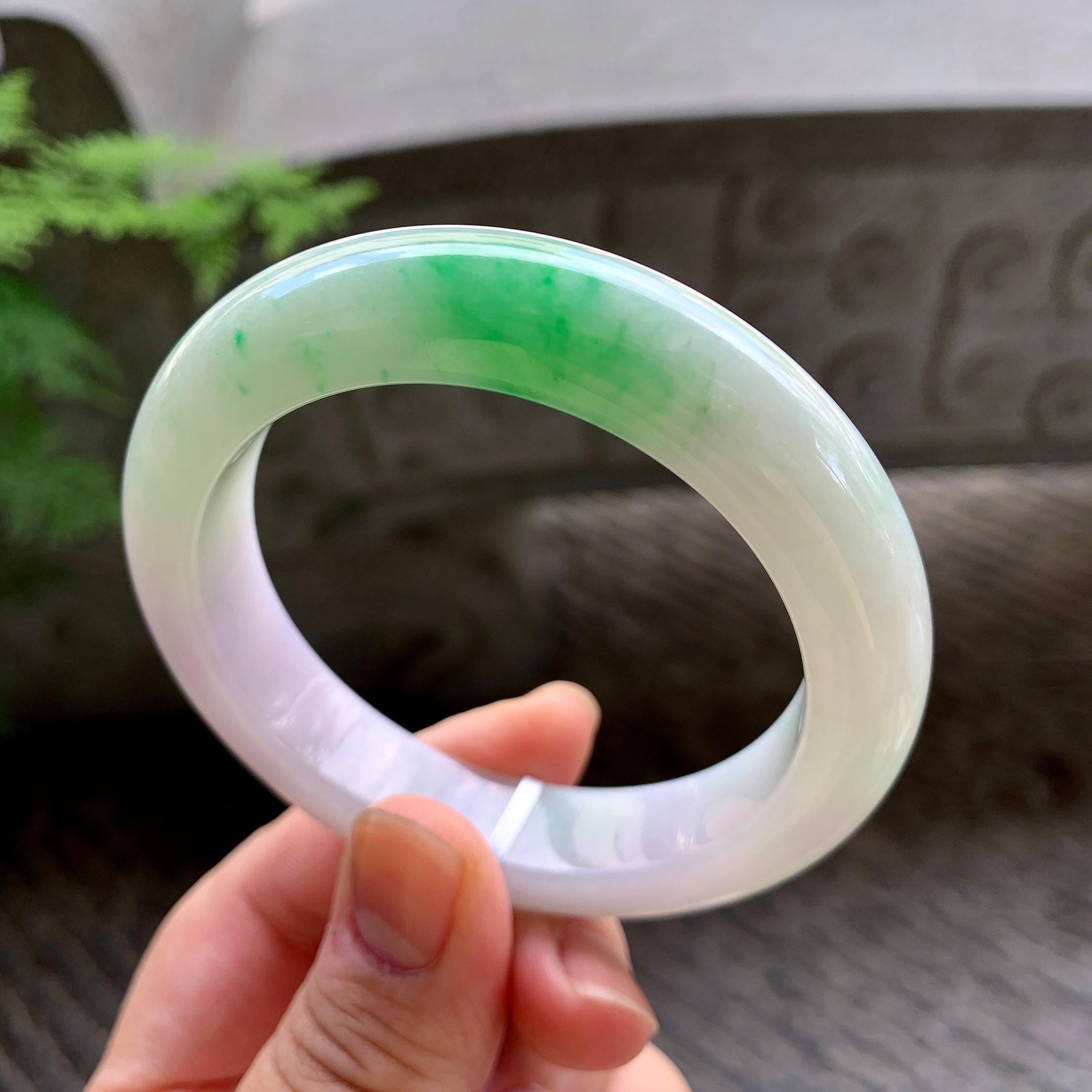 糯种飘绿平安镯（54.3mm）（yc202380）