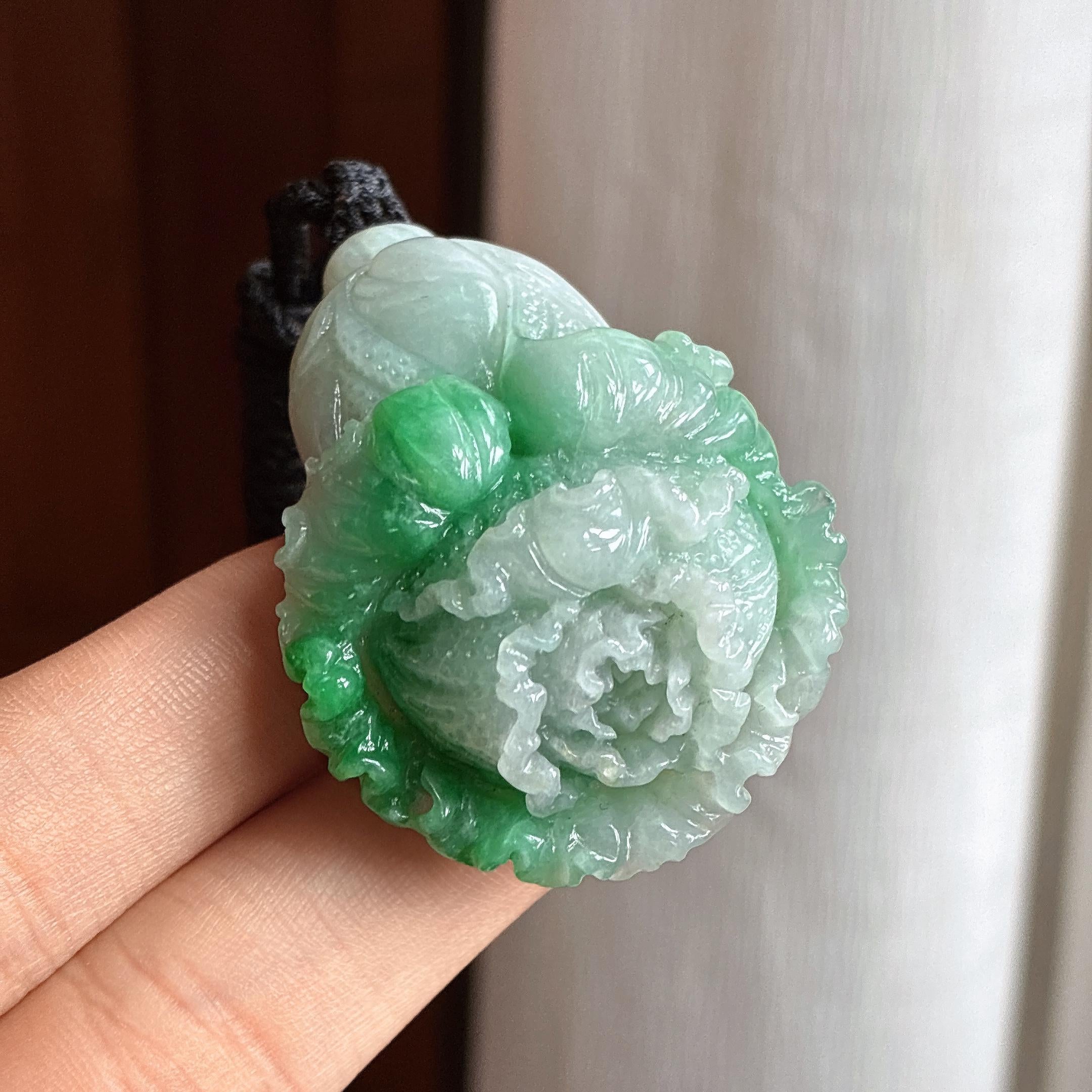 糯种带色白菜 百财 天然缅甸A货翡翠（yc457807）