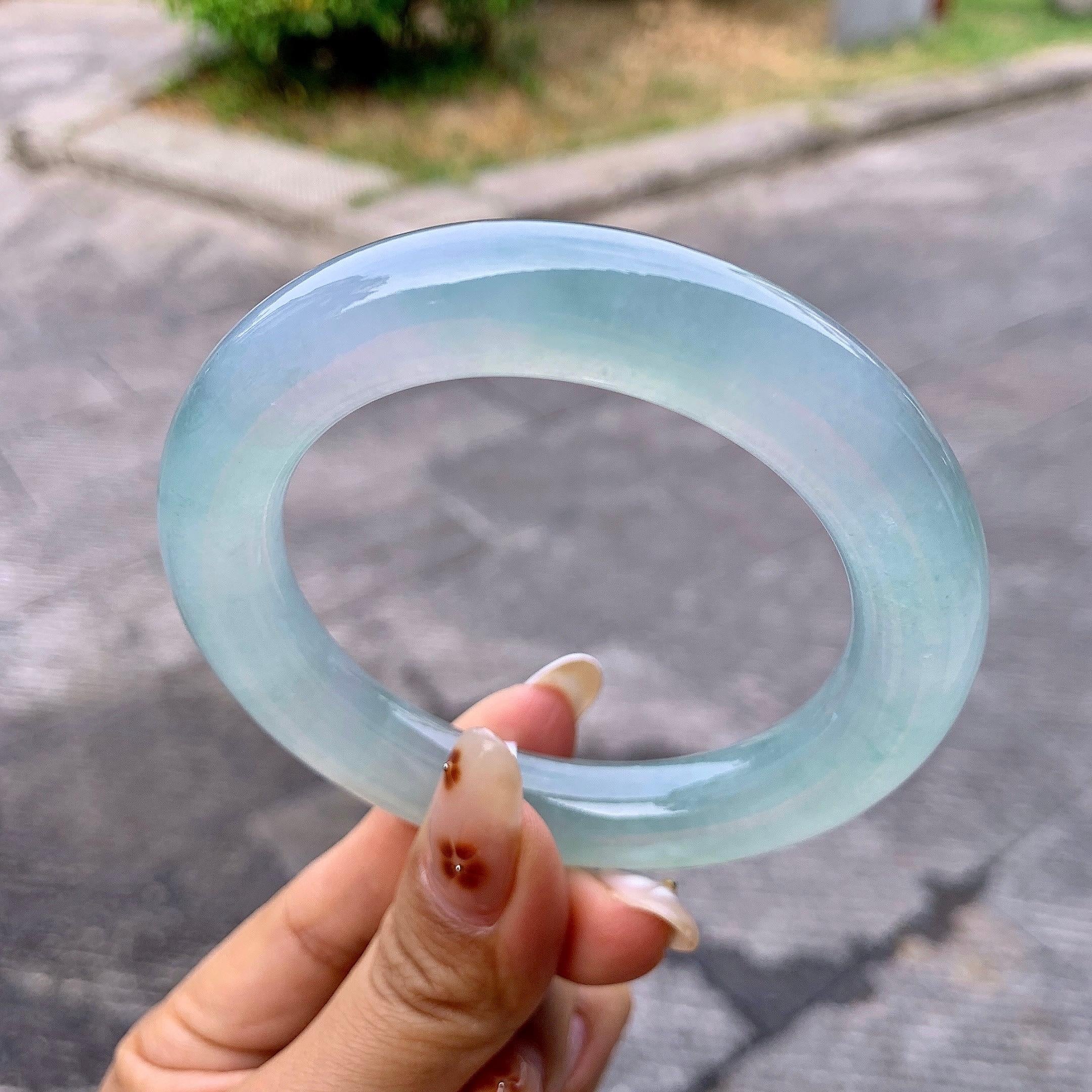 糯冰种晴水圆条手镯（57.2mm）（yc257673）