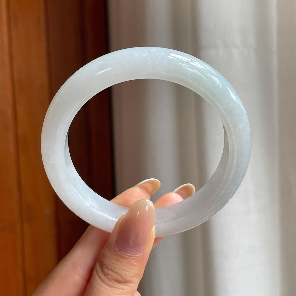 糯冰白月光洒金翡翠平安镯（59mm)（yc426578）