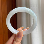 糯冰白月光洒金翡翠平安镯（59mm)（yc426578）