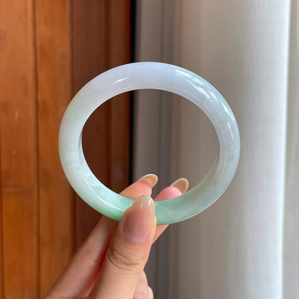 糯冰带色翡翠平安镯（59.5mm)（yc399305）