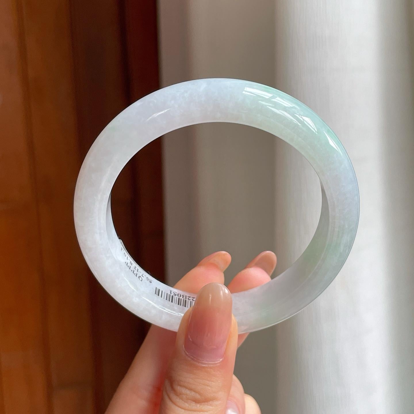 糯冰带色翡翠平安镯（56.7mm)（yc365767）