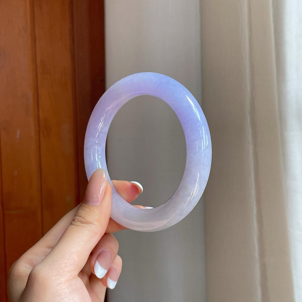 糯冰紫罗兰翡翠圆条手镯（57.7mm)（yc374711）