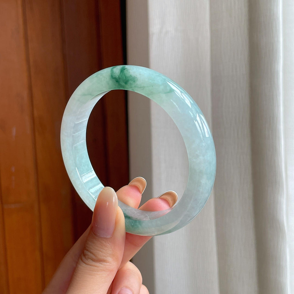 糯冰飘花翡翠平安镯（58mm)（yc414495）