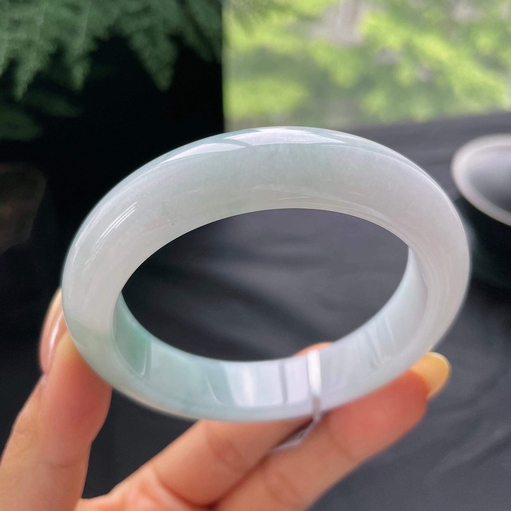 细糯种飘花正圈平安镯57.9圈 天然缅甸A货翡翠（yc473136）