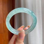 冰种飘花翡翠平安镯（53mm)（yc414709）