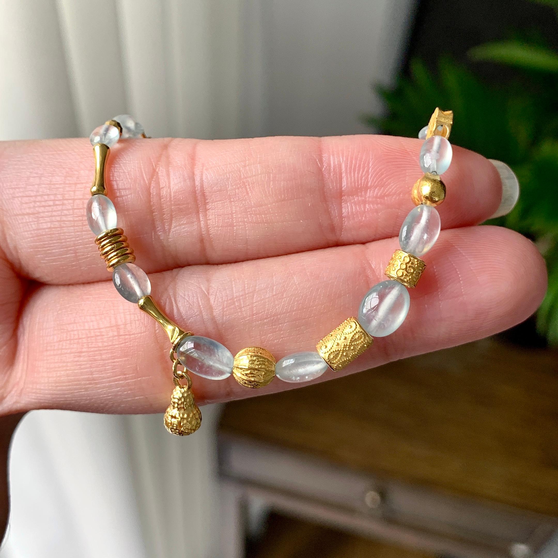 18K金钻镶冰种无色随型珠子手链（yc225055）