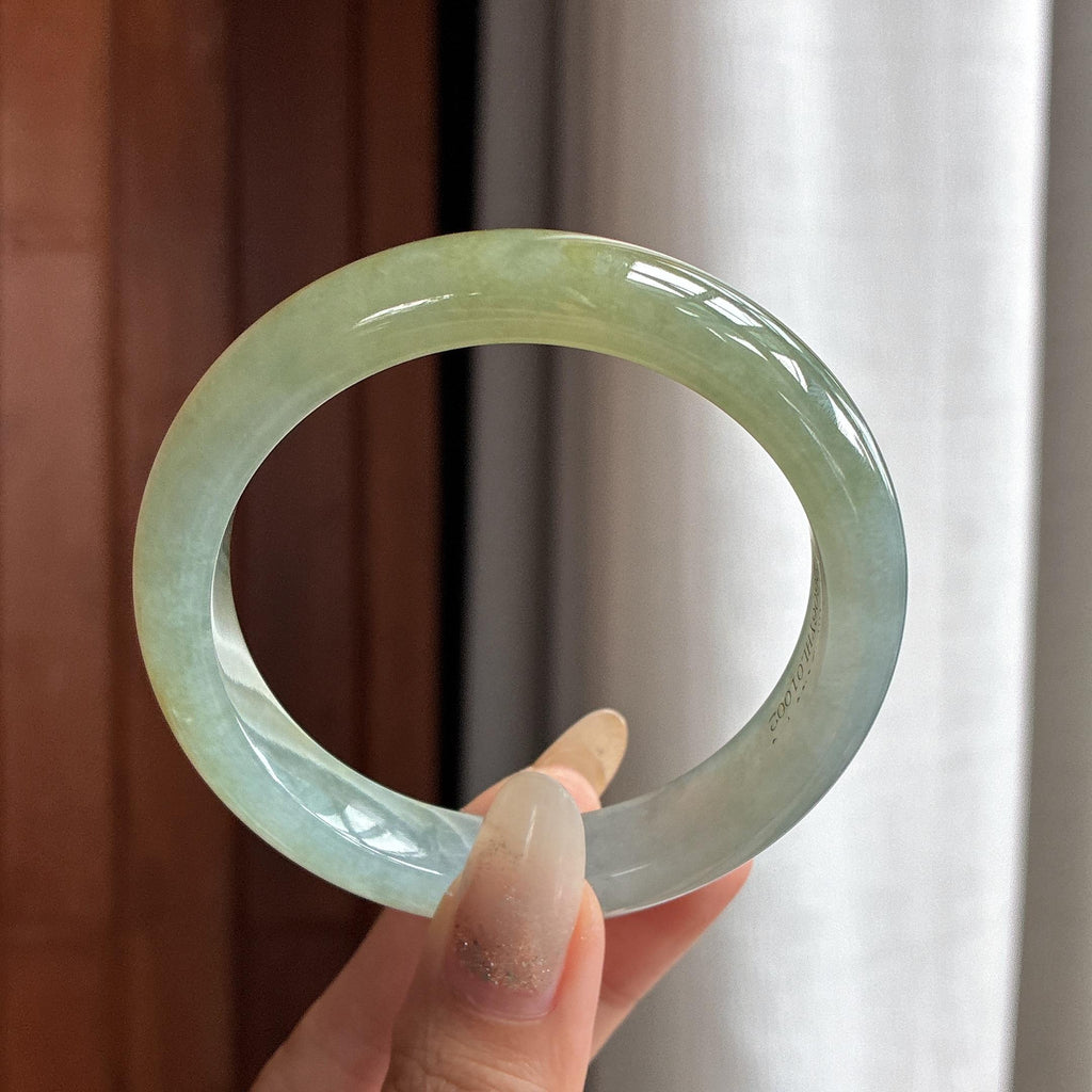 糯冰黄翡正圈平安镯 57圈 天然缅甸A货翡翠（yc522063）
