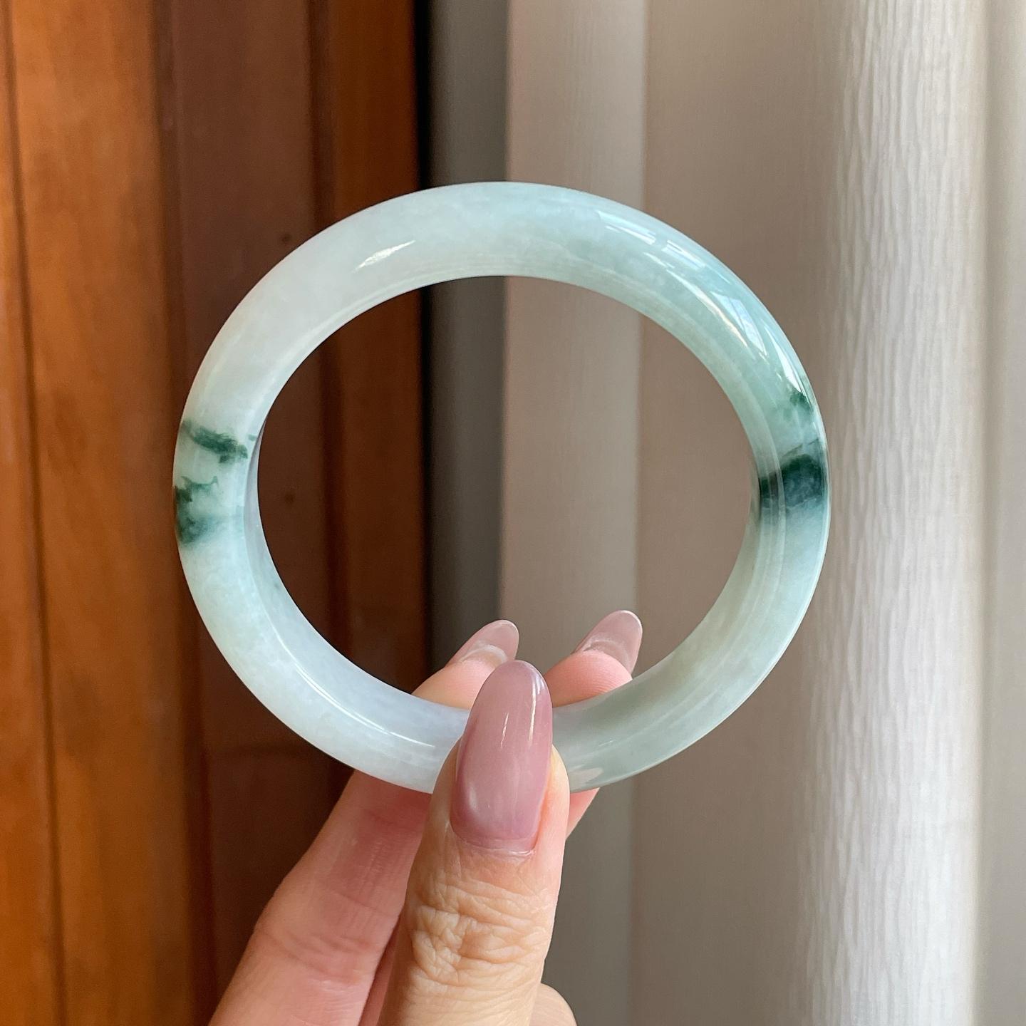 糯冰飘花翡翠平安镯（59.8mm）（yc291901）