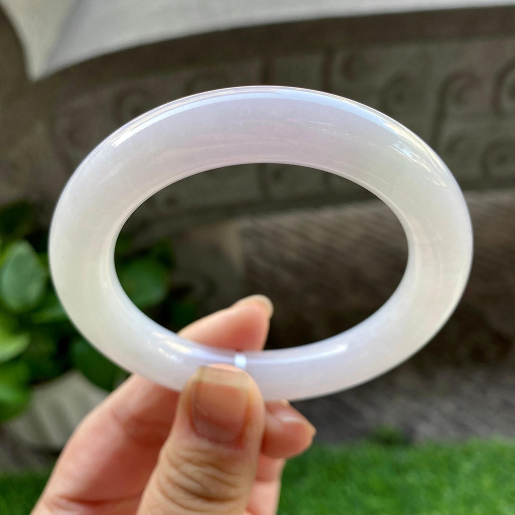 细糯种淡粉底圆条手镯（54.3mm）（yc304774）