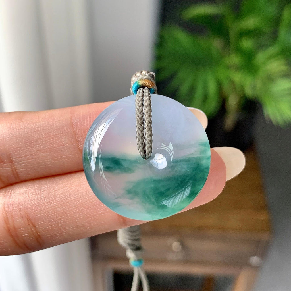 糯冰种飘花平安扣吊坠（yc245075）