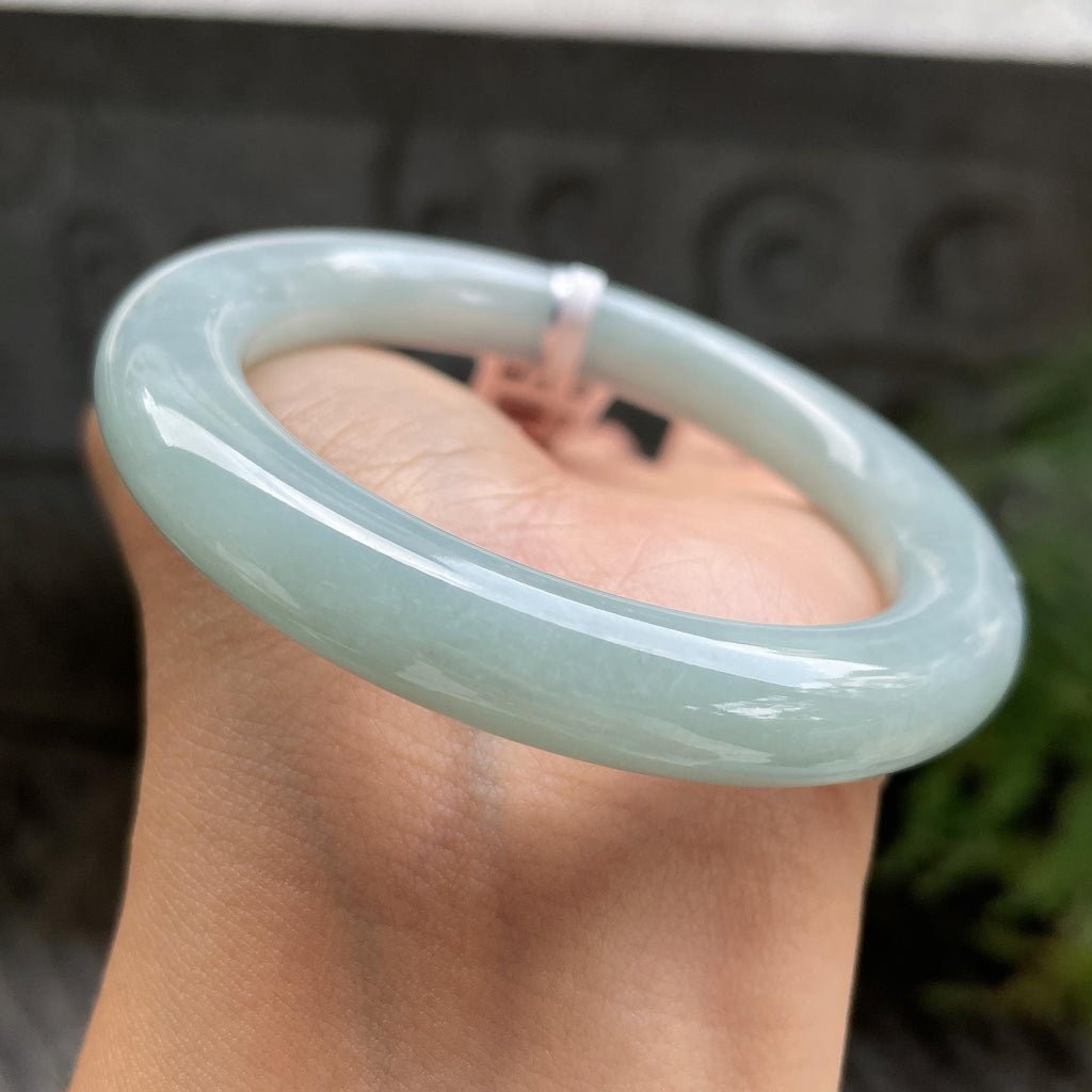 细糯种湖水绿圆条手镯55.6圈         天然缅甸A货翡翠（yc387382）