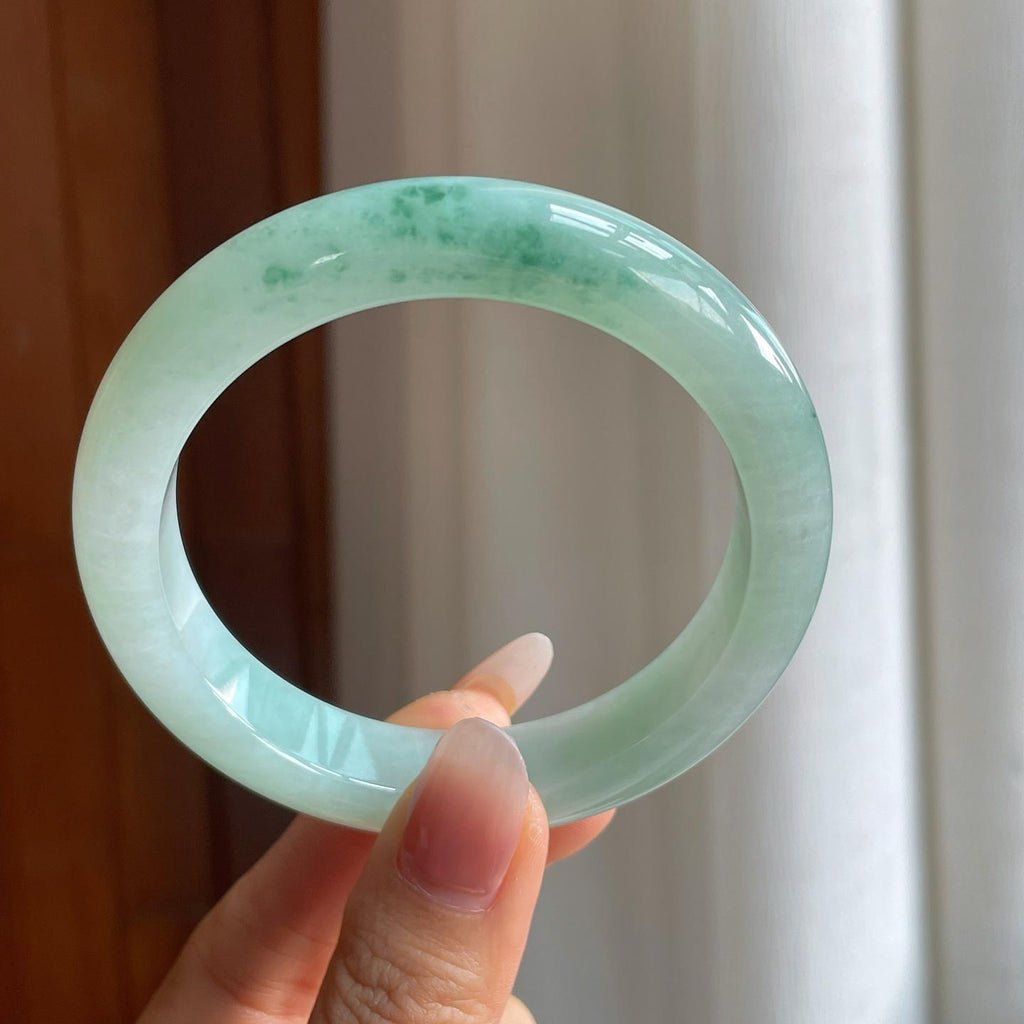 糯冰飘花翡翠平安镯（59mm）（yc310620）
