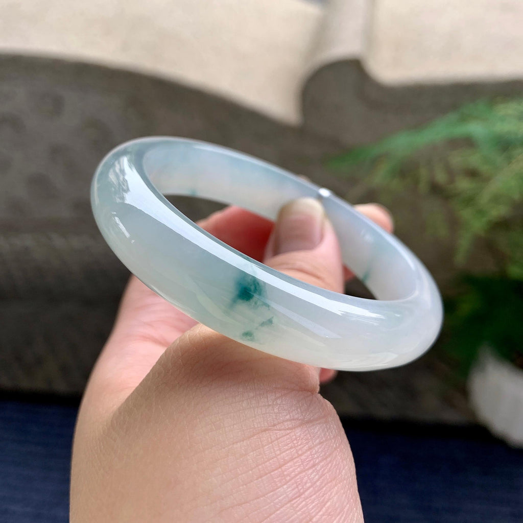 糯冰种飘花平安镯（54.7mm）（yc233917）