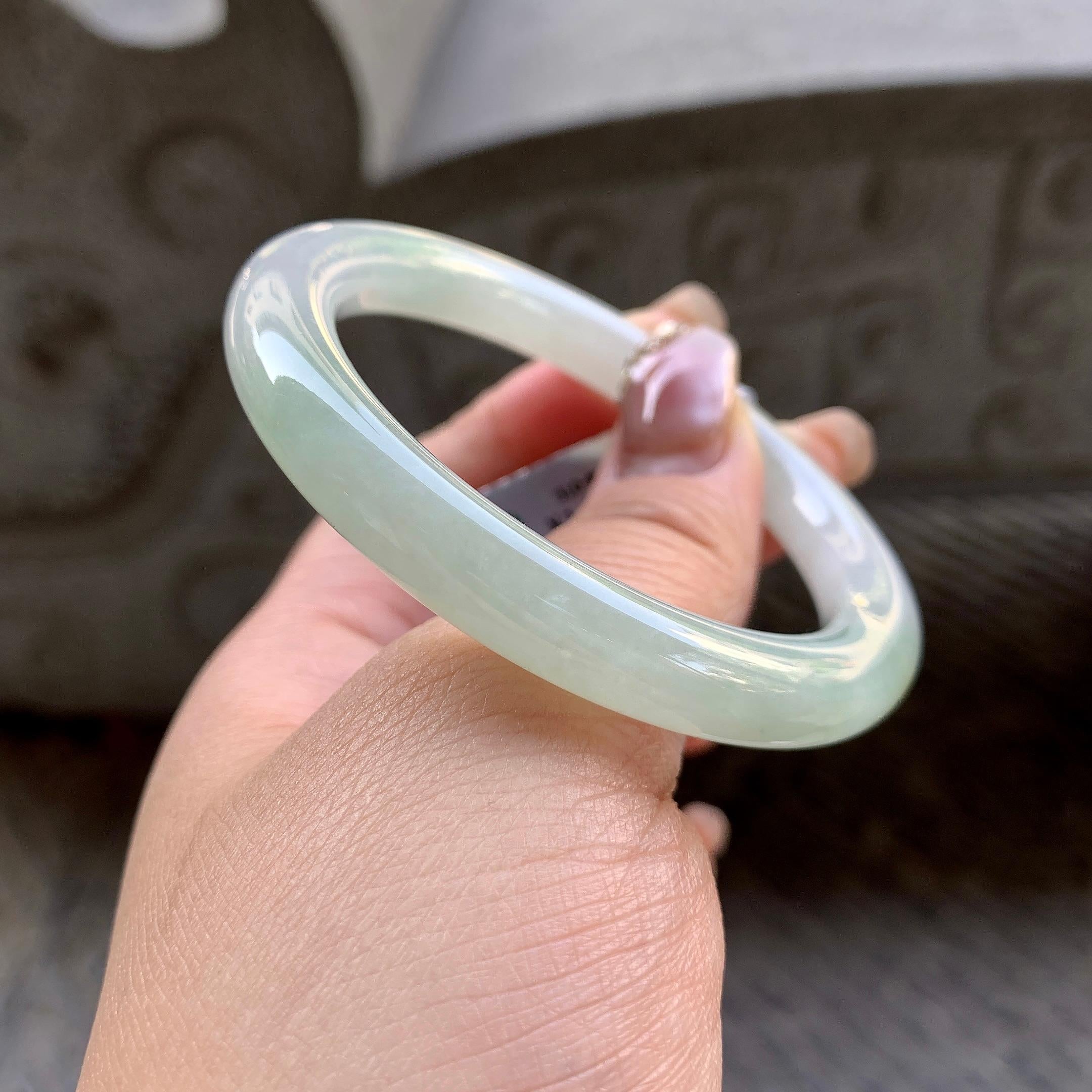细糯种飘黄翡圆条手镯（51.8mm）（yc296333）