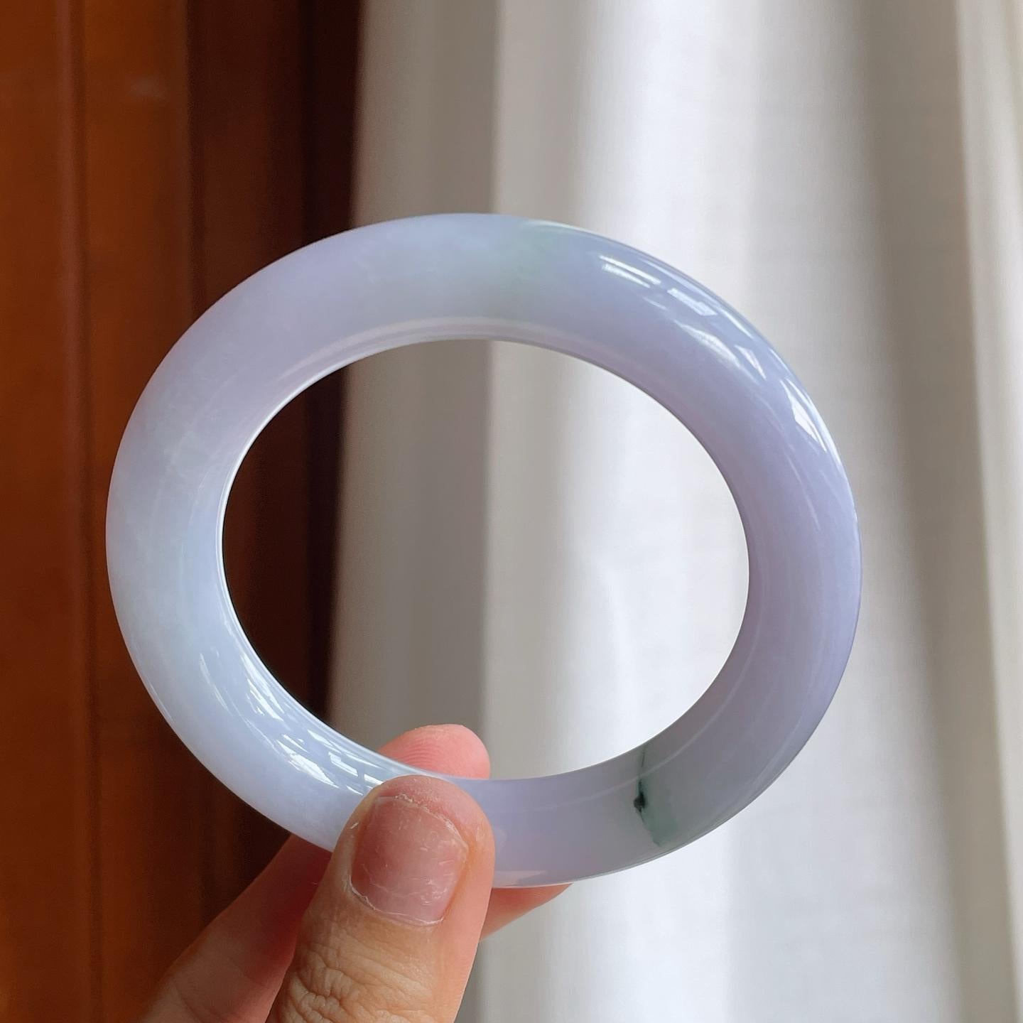 糯冰紫罗兰飘花翡翠圆条手镯（58mm）（yc221932）