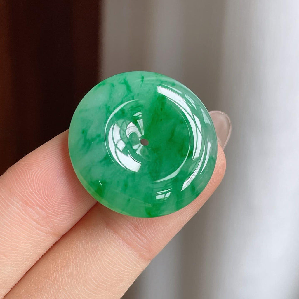 糯冰带色翡翠平安扣（yc240427）