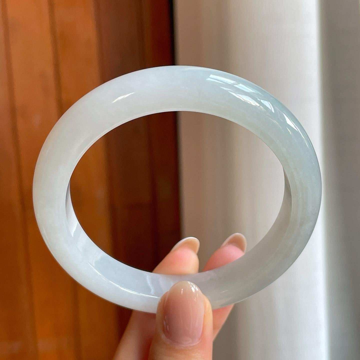 糯冰白月光翡翠平安镯（59mm)（yc373304）