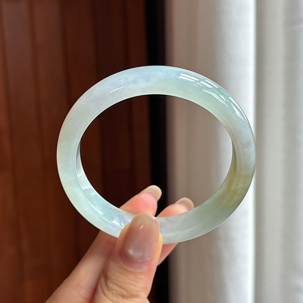 细糯种黄翡正圈平安镯 53圈 天然缅甸A货翡翠（yc441270）