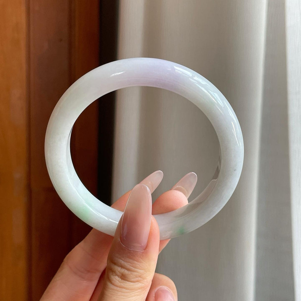 细糯冰淡椿彩翡翠平安镯（56.5mm）（yc283244）