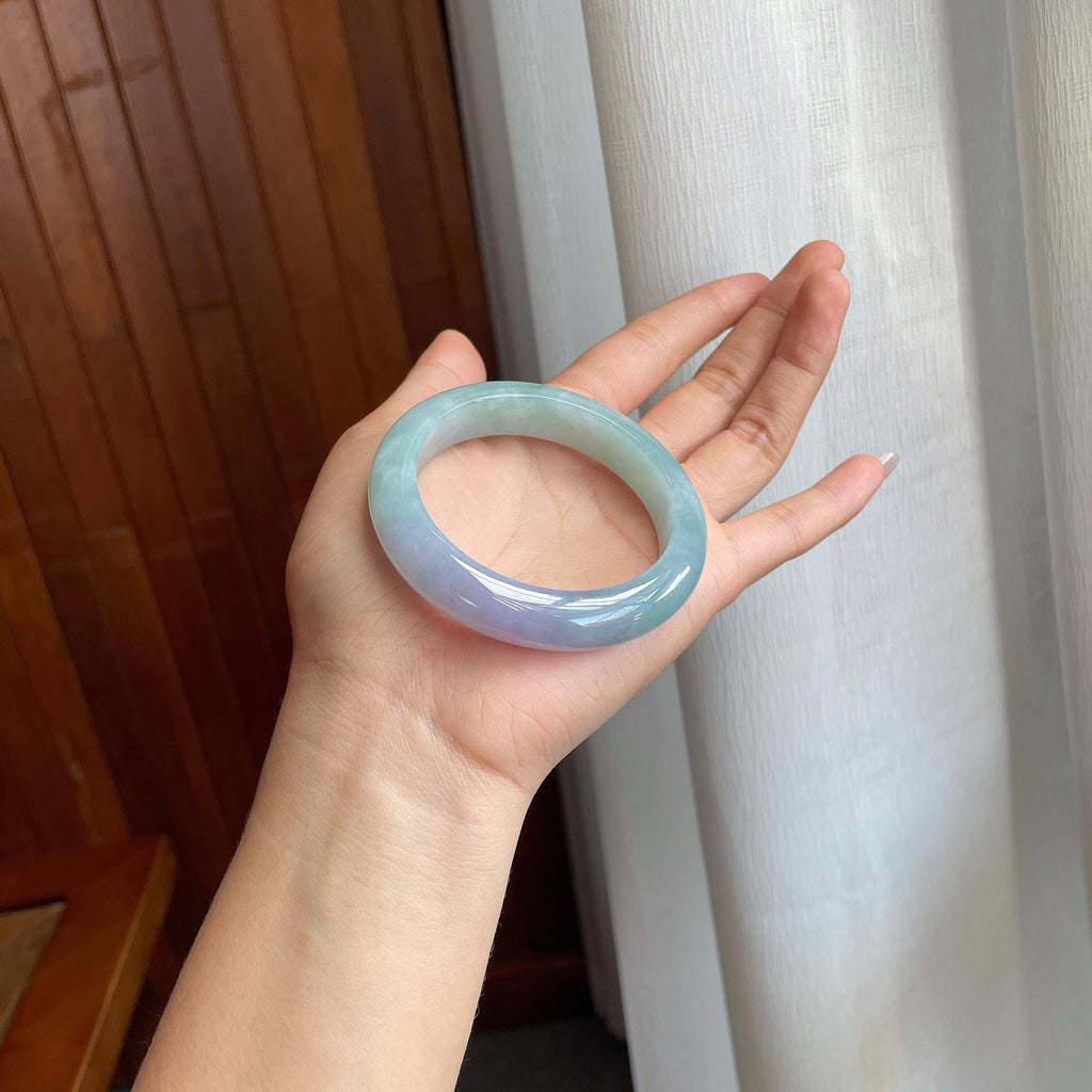 糯冰淡春底翡翠平安镯（54.4mm)（yc316085）