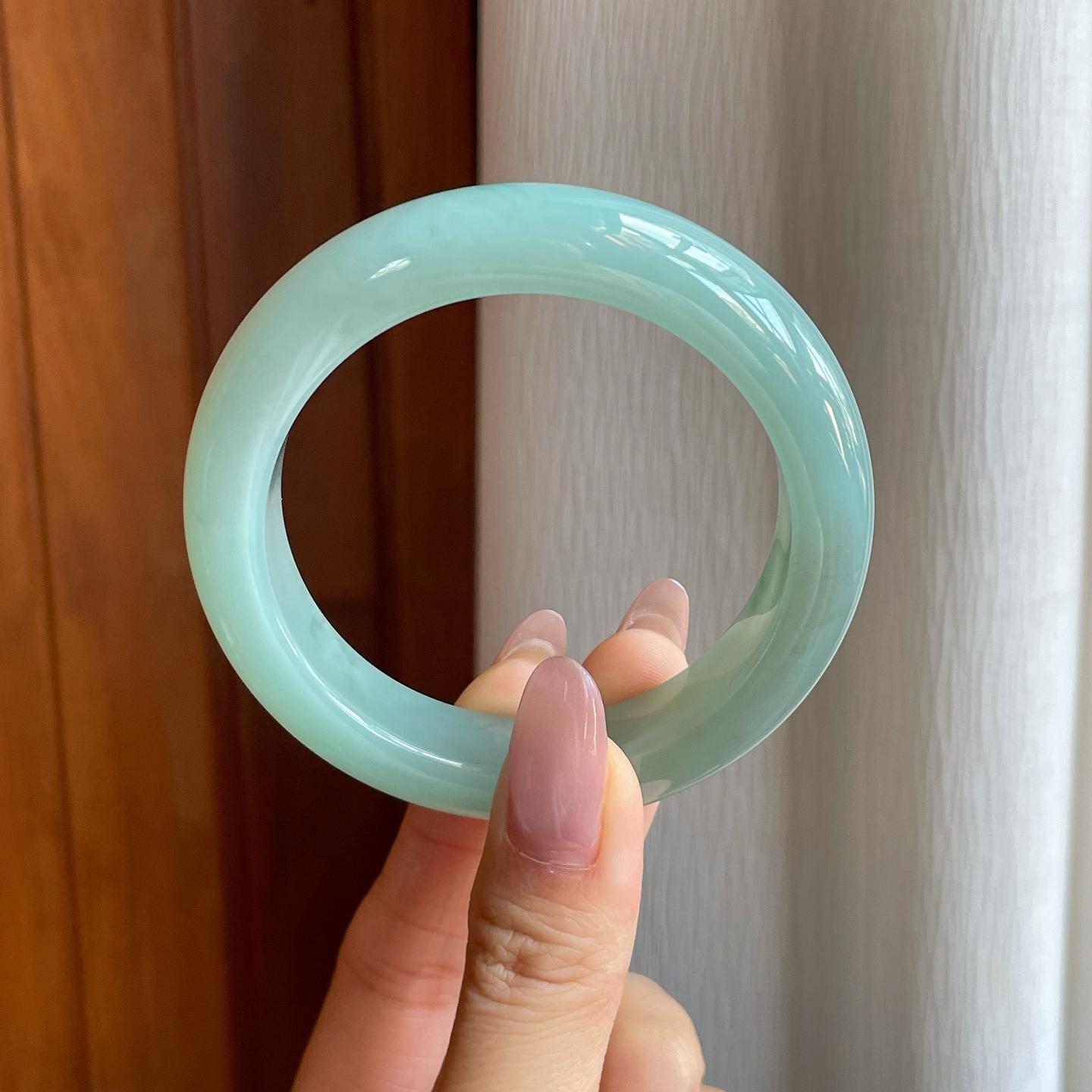 糯冰晴底翡翠平安镯（54.6mm）（yc295007）