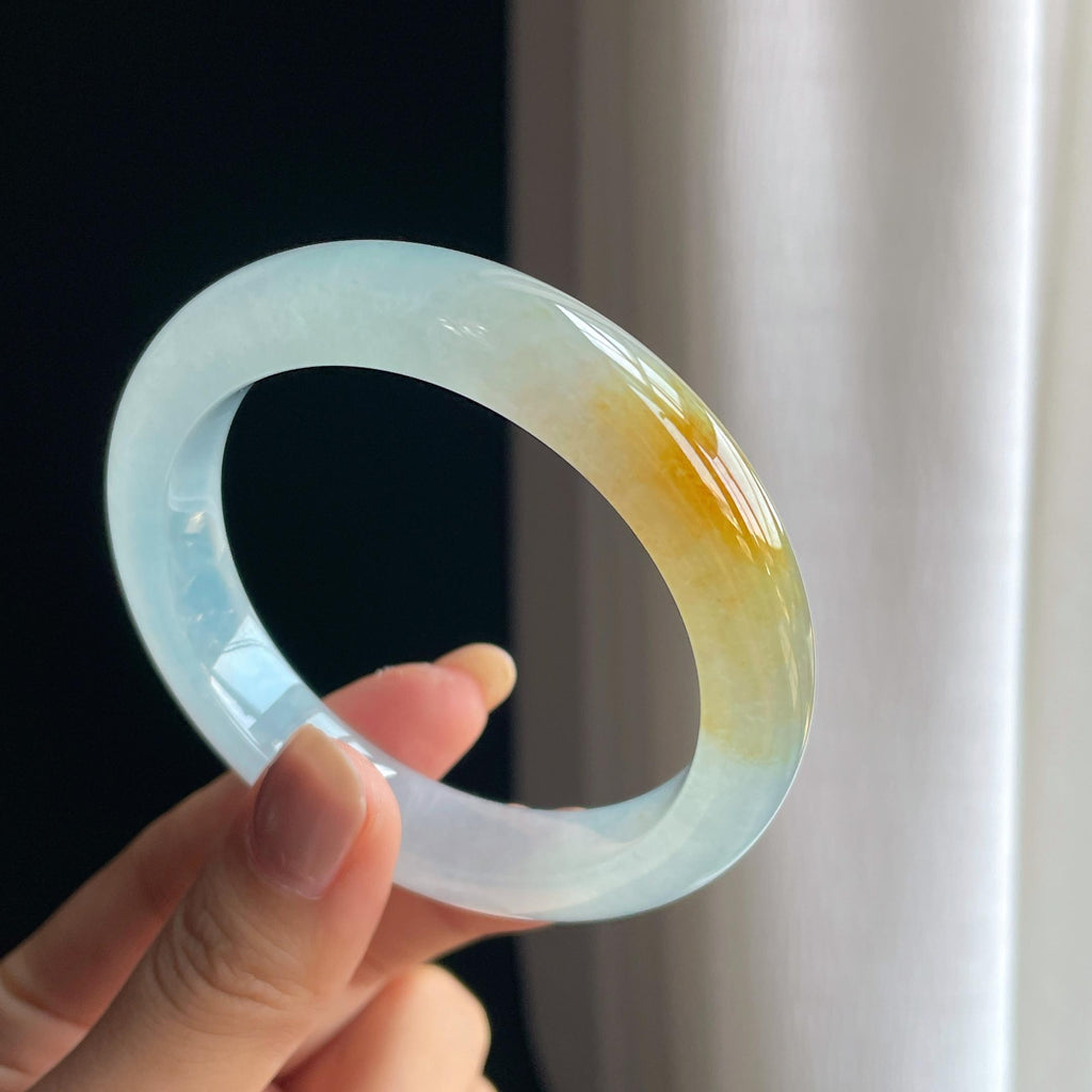 冰种黄翡翡翠平安镯（56.6mm）（yc419722）