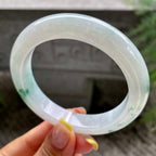 大圈口     细糯种飘花正圈平安镯61.1圈      天然缅甸A货翡翠（yc383112）