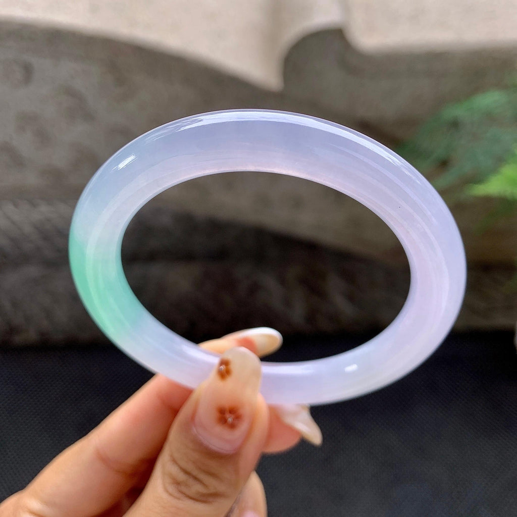 糯冰种春彩圆条手镯（54.2mm）（yc272778）