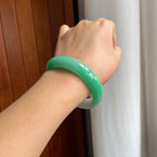 糯冰带色翡翠平安镯（58mm）（yc238189）